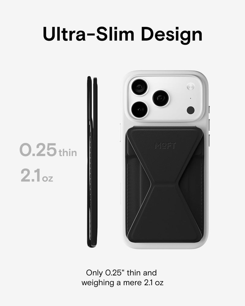 MOFT MagSafe Wallet Stand with Apple Find My, Ultra-Slim Trackable Strong Magnetic Phone Card Holder, 3-in-1 Multi-Angle Adjustable Phone Stand for iPhone 17/16/15/14/13/12 Series, Jet Black