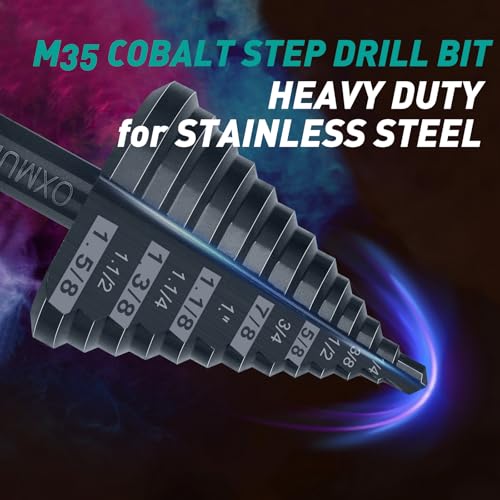 Large Step Drill Bit for Steel,1-5/8",13Hole,M42 Cobalt Step Bit, 1-5/8"