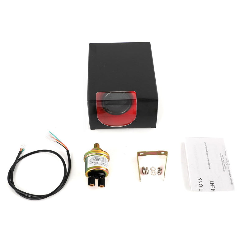 Tinted 7 Color Oil Pressure Gauge 140 PSI Kit 2"(52mm) Includes 1/8-27 NPT Electronic Sensor Wiring Multi Color Display White Housing Black Dial Smoked Lens for Car Truck
