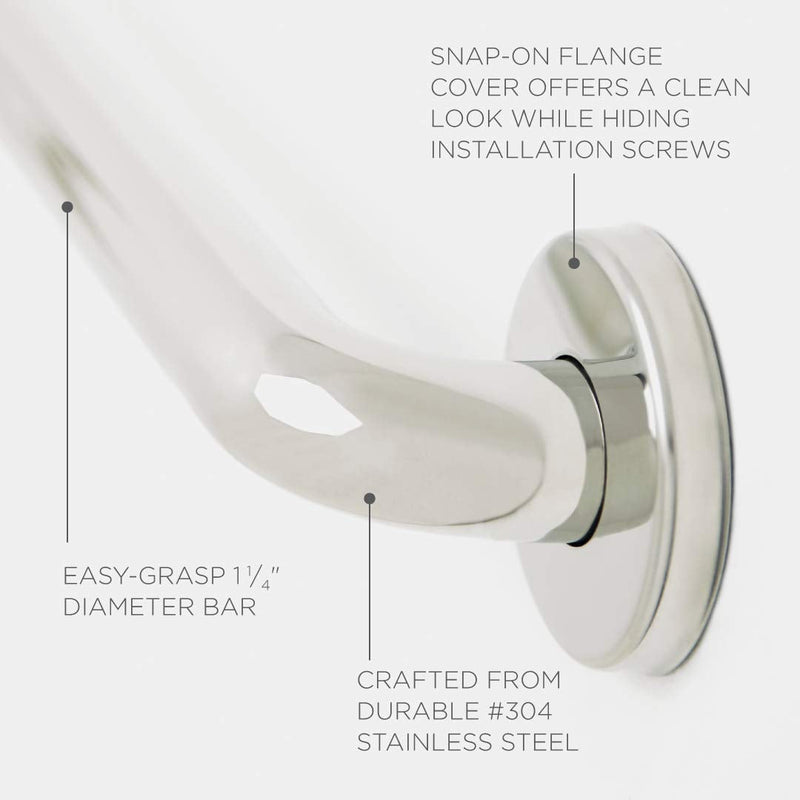 Seachrome Bathroom Grab Bar, 12 inch Stainless Steel, Handicap Grab Bar, 1 1/4 inch Diameter, Polished Finish (IGXS-120-QCR)