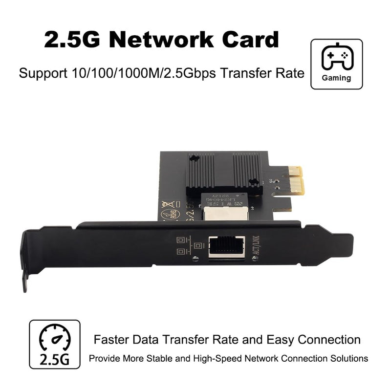 PCIe Gigabit Network Card (for Intel I226) to RJ45 2.5GB Ethernet Network Adapter 2500Mbps NIC LAN Desktop WiFi Card Support Mac OS Window PC