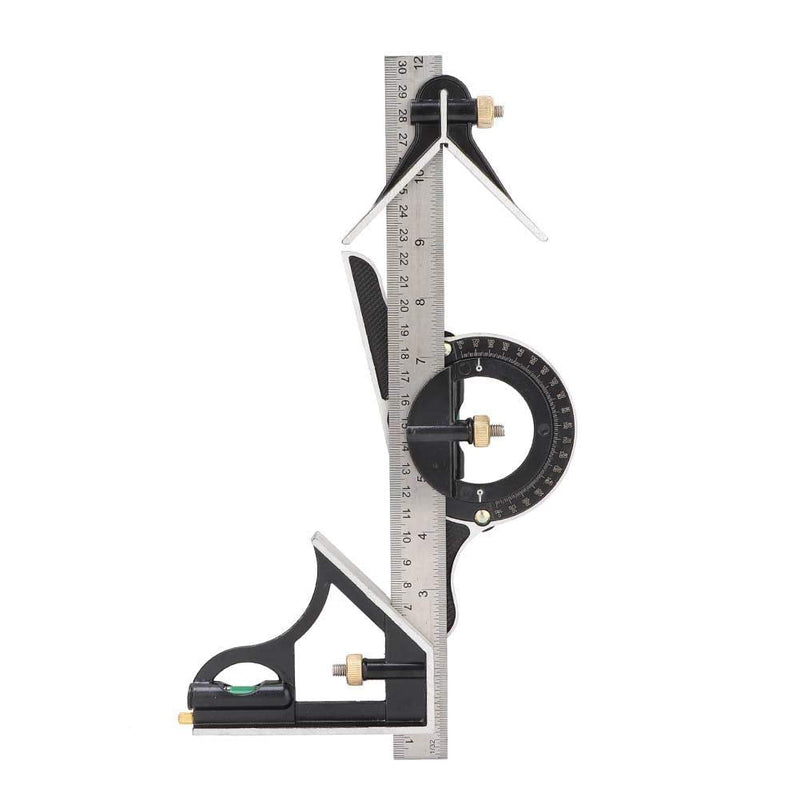 Stainless Steel T Ruler, Combination Set with Protractor, Stainless Steel Angle Ruler 0-180° Combination Tri 0.01 Protractor Measure Tool for Woodworking, Metalworking