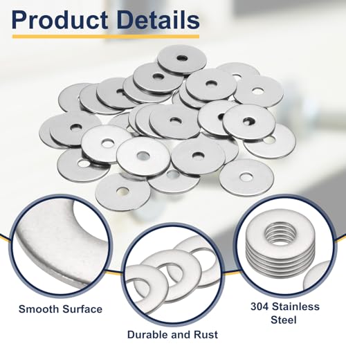 uxcell M5 Flat Washer for Screw, 30Pcs 304 Stainless Steel Washers 5MM ID x 25MM OD x 1.5MM Thick for Bolts, Factories Repair, Kitchens, Shops, and Outdoor Construction (Silver Tone) 5 x 25 x 1.5 mm/0.2 x 1 x 0.06 inches