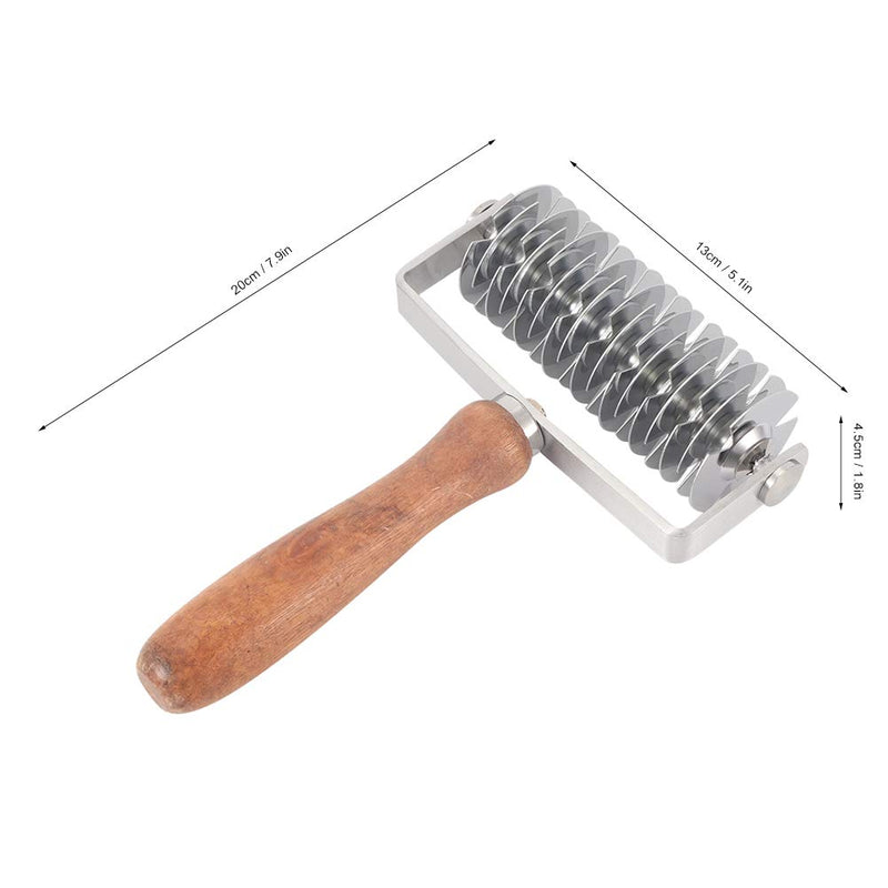 Shipenophy Pastry Lattice Roller Cutter, Stainless Steel Roller Knife Lattice Pie Crust Cutter with Wood Handle, Dough Lattice Roller Cutter Kitchen Cooking Baking Tools for Dought Cookie Pie Pizza