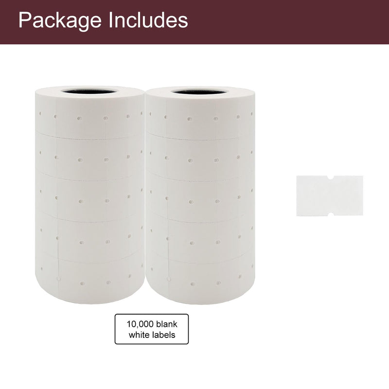 Motex 1 Line Labels - 10,000 White Blank Price and Date Gun Labels, Fits Perco 1 Line Price and Date Guns and MX-5500 10 Rolls