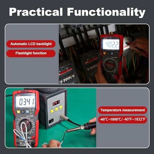 UNI-T UT89X Digital Multimeter Tester, TRMS 6000 Counts AC DC 1000V Multimetro Volt Ohm Meter Automotive Electrical Capacitance Multimeter, Measures Current Temperature NCV Resistance UT89X[Temperature, Live wire test]