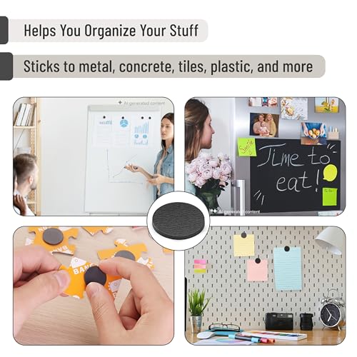 Mr. Pen- Self Adhesive Magnet Dots, 40 pcs, Flexible, 1.2" x 2mm Thickness 40 Pcs, 1.2" x 2mm Black Round