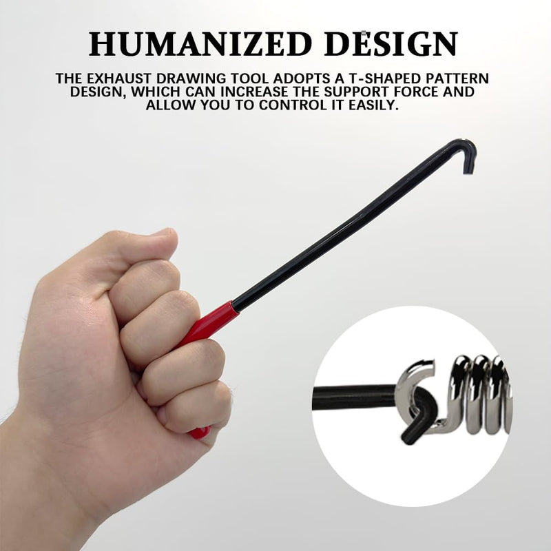 Motorcycle Exhaust Spring Hook, Spring Removal Tool, T Shaped Handle Exhaust Pipe Spring Puller Installer Hooks Tool with Rubber Coating, Car Accessories Fit for Most Vehicles (Red+Black) Red+Black