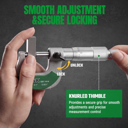 SK 0-1" Outside Micrometer, 0.0001" Resolution, ±0.00015" Accuracy