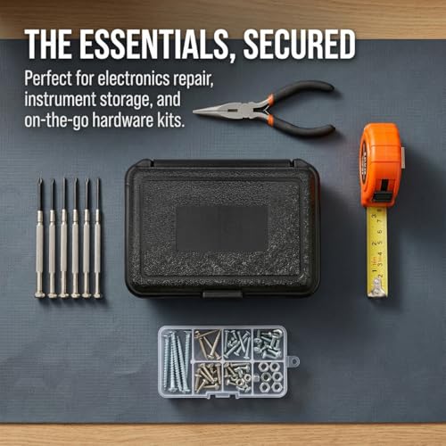 TEHAUX Waterproof Hard Carrying Case 2-pack Portable Tool Storage Box for Mechanics Small Tool Organizer for Hardware Equipment Protection 6.29 X 4.72 X 2.36 in