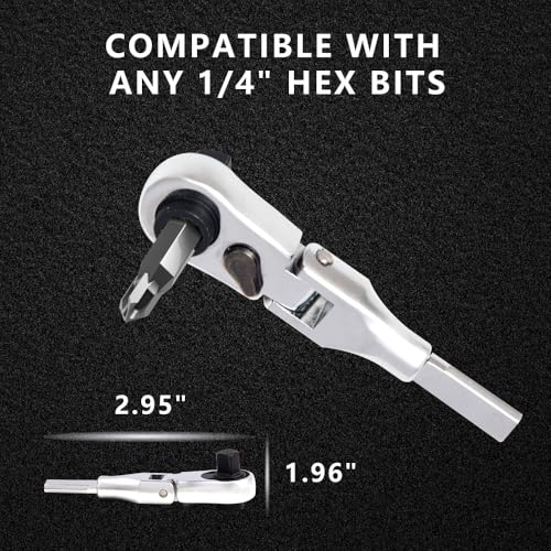 2 in 1 Flex Head Ratchet Wrench for Leatherman Accessories,1/4 Inch Mini Bits Adapters for Socket & Bit Driver,72-Tooth Gear Stubby Ratchet Wrench 2 in 1 Flex Head Ratchet Wrench