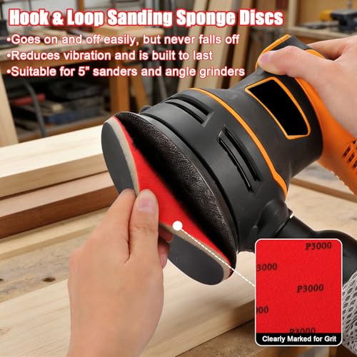 MAXMAN Foam Sanding Pads, 5" Bowling Sanding Pads, 2000 Grit for Auto 5 inch
