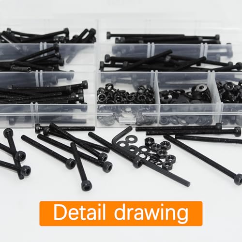 461Pcs M3 Socket Head Screws Metric Screws Bolts Washers Nuts Kit M3 x 30mm, 35mm, 40mm, 45mm, 50mm