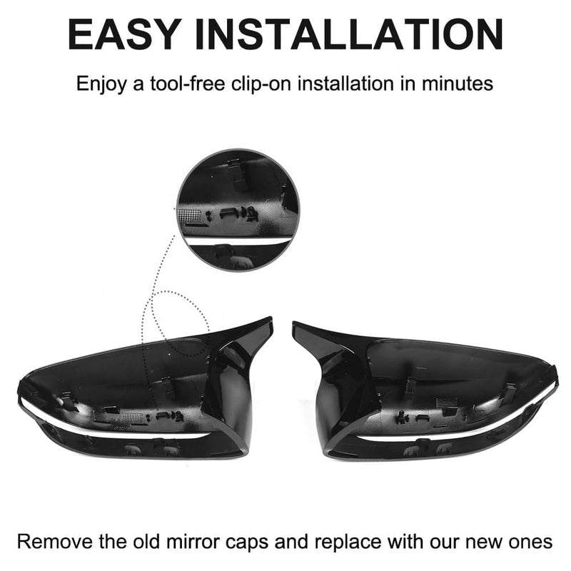 Gloss Black Car Side Mirror Cover Caps Replacement Compatible with BMW 2017-2022 G20 G21 G30 G31 G11 G12 G14 G15 G16 Left Driver Side Right Passenger Side Black G20