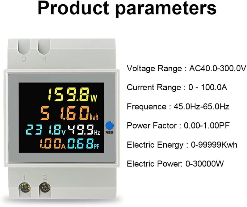 Single Phase Energy Meter Din Rail Electricity Usage Monitor AC 40-300V 100A Voltmeter Ammeter Watt Kwh Frequency Power Meter Built-in CT 110V (D52-2066-WIFI Built-in-CT) D52-2066 Built-in-CT