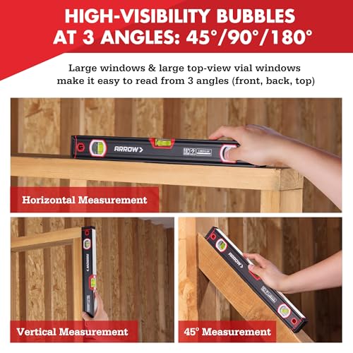 ARROW 16-Inch Level, Magnetic Torpedo Level for Construction, Carpentry Single Level (16")
