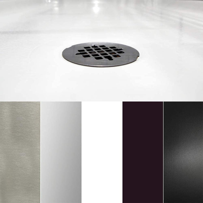 Westbrass D206P-01 2" No-Caulk PVC Compression Shower Drain with 4-1/4" Round Grid Cover, Polished Brass 1-Pack