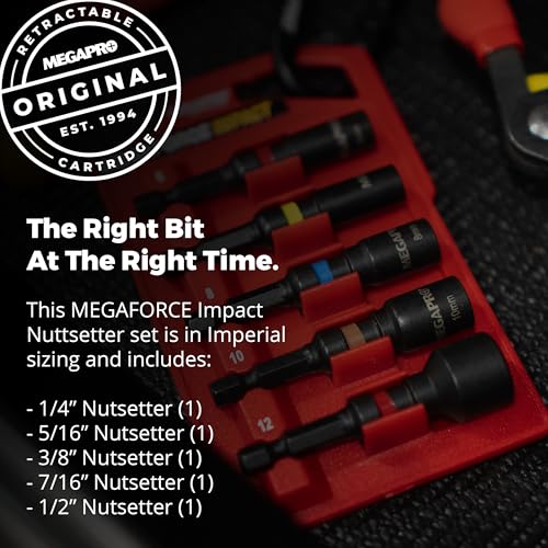 MEGAPRO Impact Nutsetters | Specially Modified S2 Steel | Black Oxide Finish | Magnetic Pickup (Imperial) Imperial