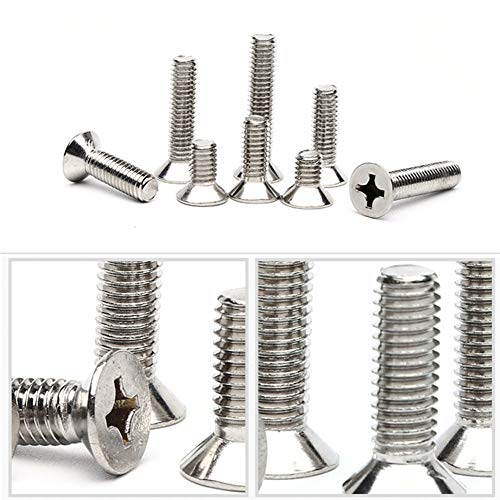 #6-32 UNC 304-Stainless Steel Phillips Flat Head Countersunk Machine Screws Nuts Assortment Kit #6-32
