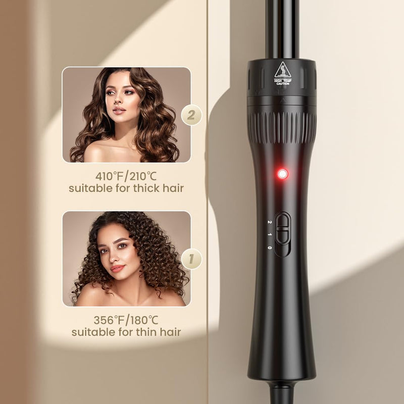 Hair Waver Curling Wand Iron Tong, Chopstick, 5 in 1 Hair Curler for Long Hair 10mm-32mm with 2 Crocodile Clips 1 Anti-Scald Silicone Gloves, PTC Ceramic Triple Barrels LCD 180°C & 210°C Black