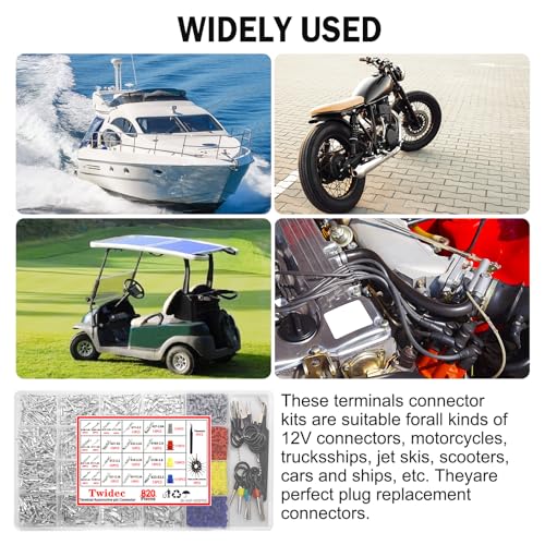Twidec/820PCS Pin Connector Kit with Crimping Pliers,Car Electrical Wire Terminal 21Type 1/1.5/1.8/2.2/2.3/2.8/3.5mm Auto Electric Connector Terminal Non-Insulated Plug Removal Male Female Crimp Pins 820PCS+3-in-1 Crimper Tool