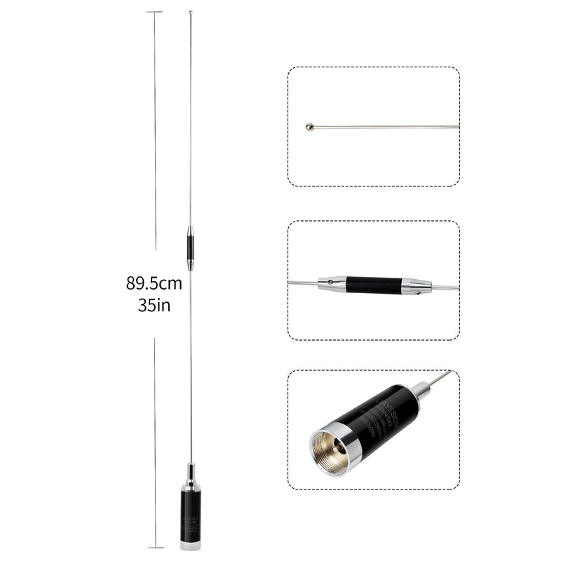UAYESOK SDN5B 6dBi GMRS Mobile Antenna NMO Mount (462-467 MHZ) for BAOFENG BTECH Midland Retevis QYT GMRS Radios HT Scanner Motorola Repeater