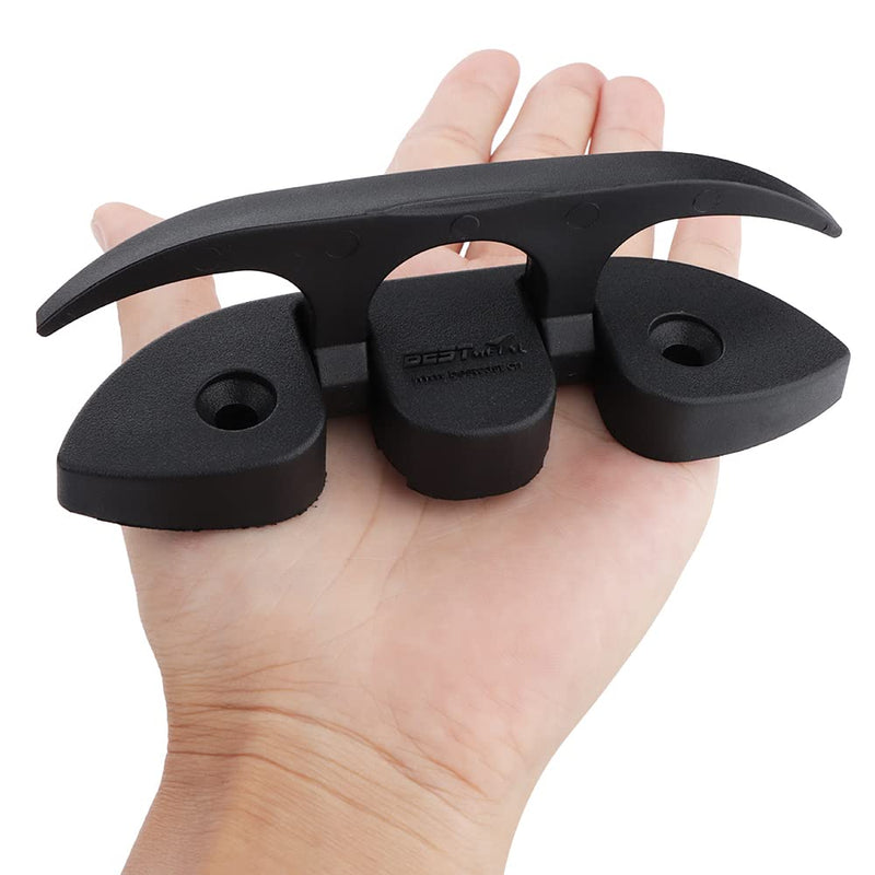 4 Pcs 5" Folding Cleat, Flip-up Dock Cleat with Long Screws and Short Screws(M6). Marine Grade Nylon, Black, 2 Holes