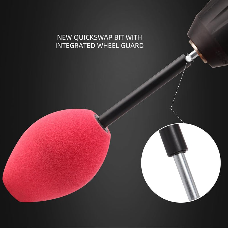 SPTA Wheel Rims Polisher, Polishing Ball, Polishing Cone, Metal Wheel Polishing Tool, Ball Buster Wheel and Rim Polisher System Attaches to Standard Household Drill Red Oval Polishing Ball
