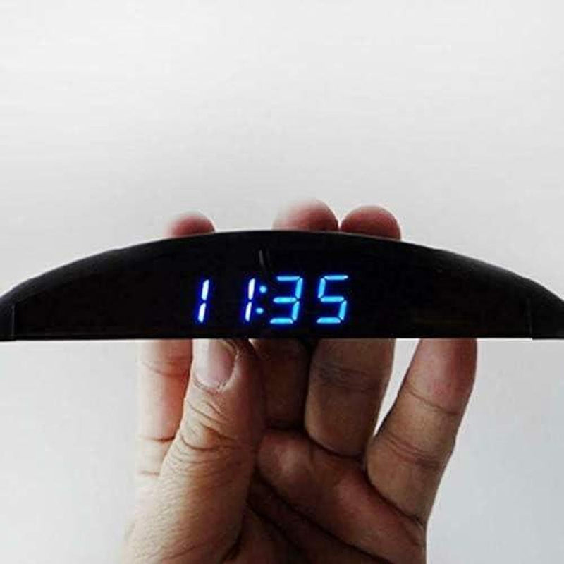 12V Car Temperature Clock, Universal Auto Dashboard Digital Multifunctional Clocks, 3in1 Voltmeter Thermometer Calendar Digital LED Display(Blue)