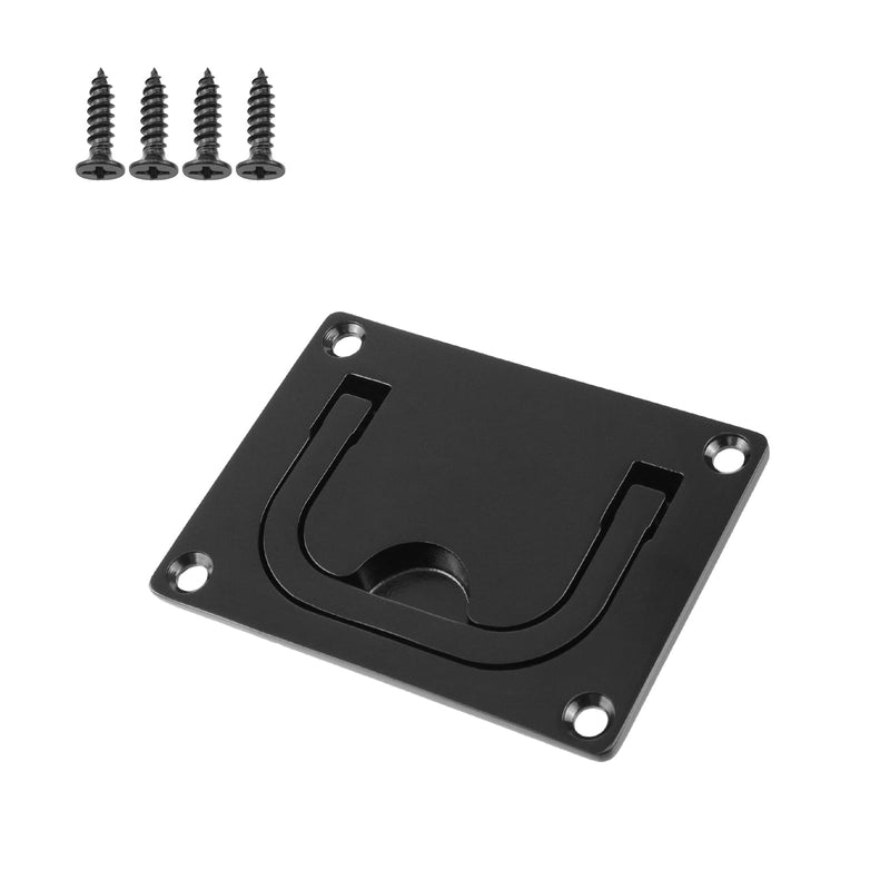 Bitray 2Pcs Recessed Flush Pull Handle 316 Stainless Steel Flush Ring Pull Handle Boat Hatch Pull Black (3.78 x 3.07inch) Black/96mm x 68mm