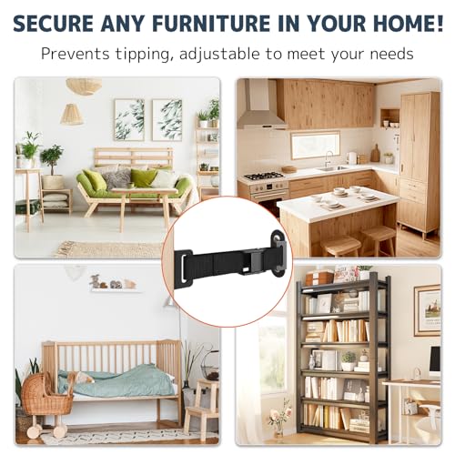 PUTORSEN Anti Tip Furniture Anchors, Heavy Duty Wall Safety Kit 4 sets