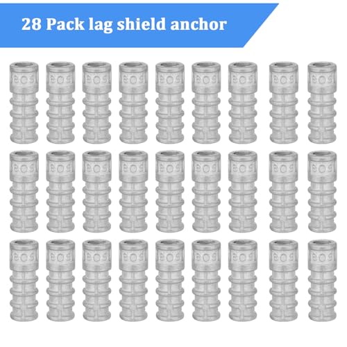 28 PCS 3/8 x 1-3/4 Lag Shield Anchors, Zinc Alloy Wall Anchors