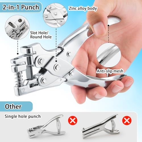  [AUSTRALIA] - 2-in-1 Round & Slot Badge Hole Punch, Handheld Card Puncher for ID & Tag