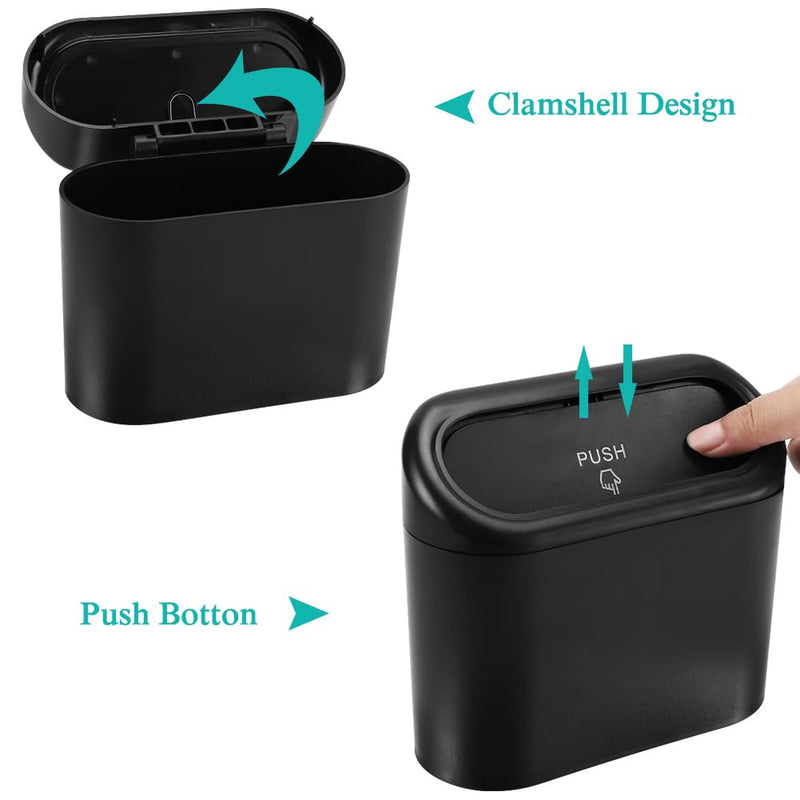 Accmor Car Trash Can with Lid, Leakproof Vehicle Garbage Organizer Holder Bin with 60 Pcs Trash Bags, Mini Auto Dustbin Interior Accessories Storage Container for SUV, Office, Home Black