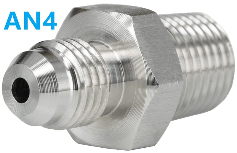 4AN AN4 Male Flare to 1/4 NPT Pipe Male Stainless Steel Brake Hose Fitting Adapter Union Connector,Brake and Clutch Adapter Fitting AN4-1/4"NPT