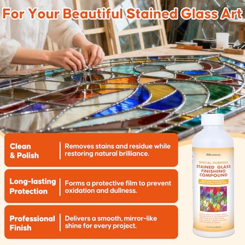 Stained Glass Polish Finishing Compound, Professional Polish & Cleaner for Stained Glass, Restores Brilliant Shine Protects Finish, Removes Oxidation Tarnish Oil Film for Artists & Hobbyists