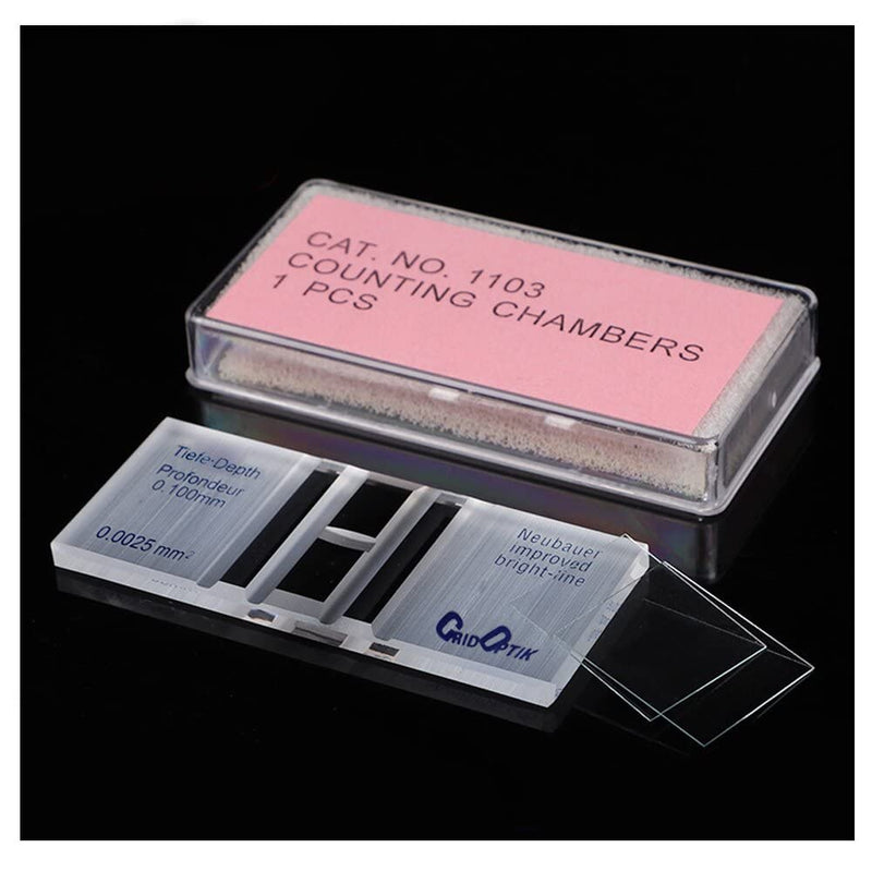 Cell Counting Chamber，Hemocytometer Neubauer Improved Blood Counting Chamber with Bright Line and 2 pcs Coverslips