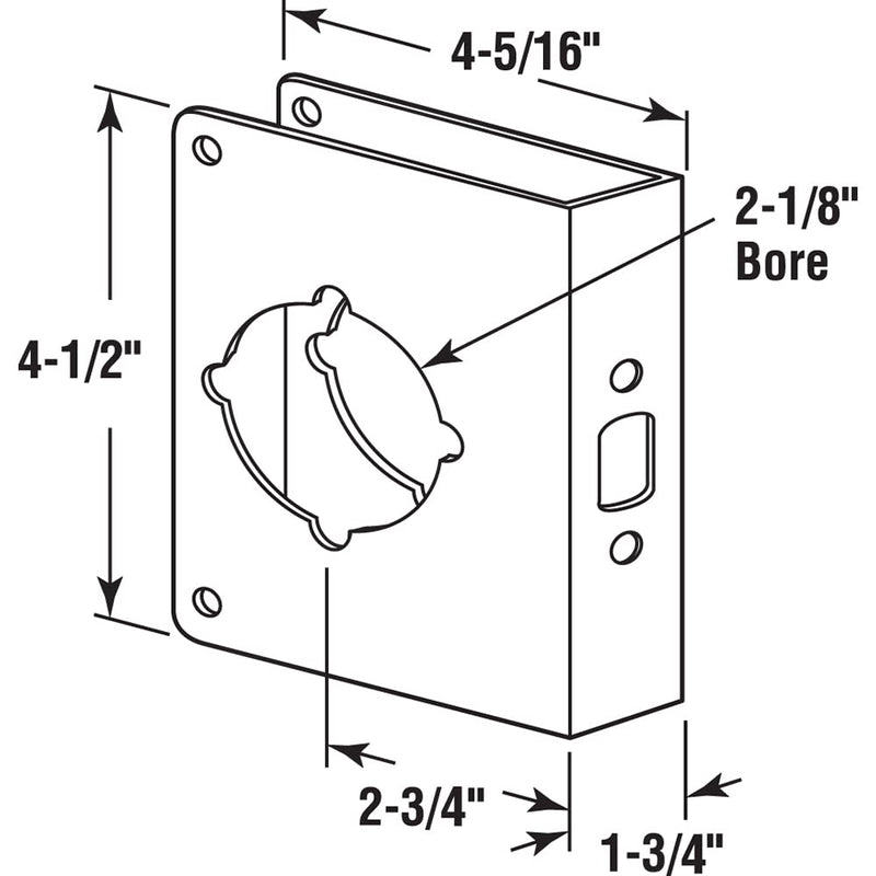 Prime-Line U 9558 Brass Lock and Door Reinforcement Plate for 1-3/4 In. Thick Doors, Brass Finish (Single Pack)