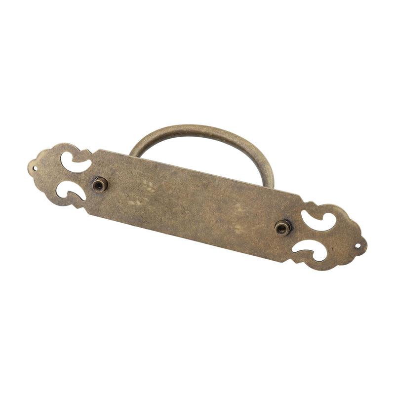 4PCS Antique Flat Bronze Cabinet Pulls Brass Decorative Handles with Engraved Pattern 3" Hole to Hole for Retro Style Furniture Style B-4 Pcs