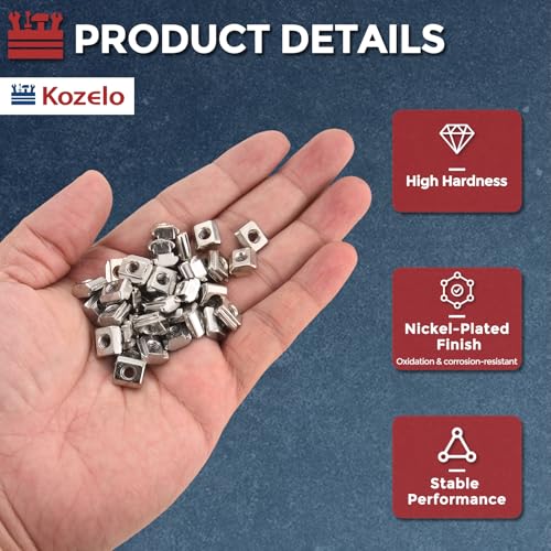 60Pcs Sliding t Nuts M8-1.25 3030 Series Hammer Nuts Silver 3030 Series M8-1.25mm 60
