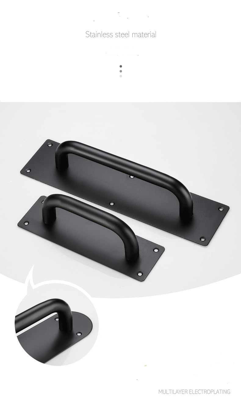 SUYA 12 Inches Push Pull Door Handles Premium Commercial Sliding Barn Door Handle Pull and Push Plate for Front/Back Door/Mark/Restaurant/High Traffic Areas,Matte Black (2pcs) Matte Black