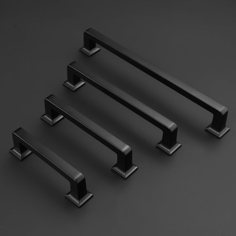 6 Pack 7 Inch(177mm) Kitchen Cabinet Handles Matte Black Cabinet Pulls Zinc Alloy Drawer Pulls Solid Kitchen Hardware 7'' Hole Center(177mm) 6
