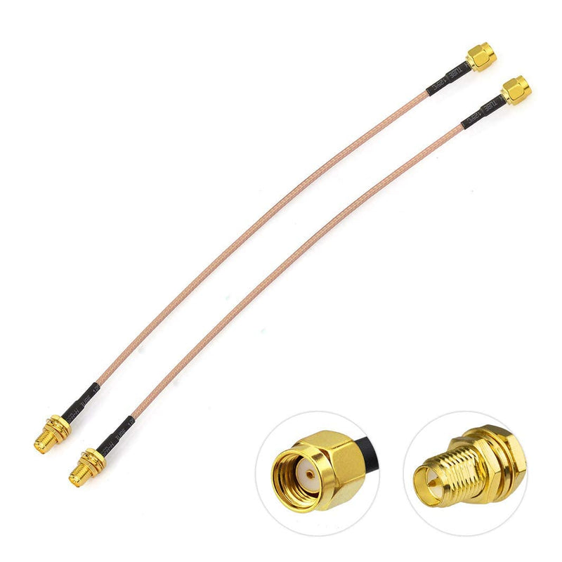 Bingfu WiFi Antenna Extension Cable (2-Pack) RP-SMA Male to RP-SMA Female Bulkhead Mount RG316 Cale 15cm 6 inch for WiFi Router Security IP Camera Wireless Mini PCI Express PCIE Network Card Adapter 6 inch / 15cm
