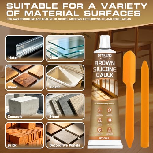 Brown Silicone Caulk, 3.53 Oz Brown Silicone Sealant Waterproof