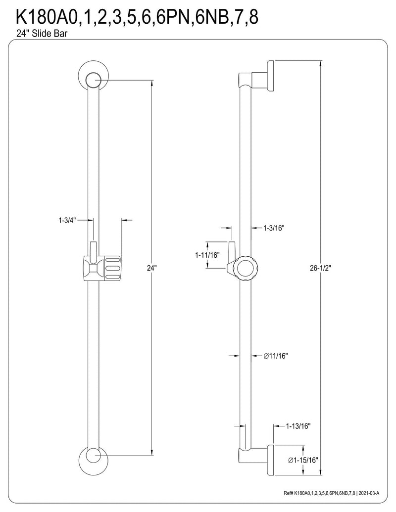 Kingston Brass K180A6NB Showerscape 24-Inch Shower Slide Bar, Naples Bronze