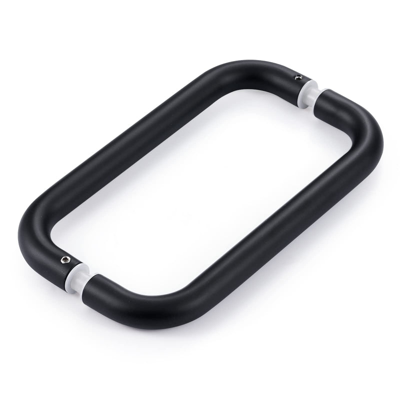 Ranbo Matte Black 8" （CTC） Tubular Back-to-Back Shower Door Handle，3/4" Diameter Pull Handles with Metal Washers, for 1/4"- 1/2" Thick Glass and 1-3/8" - 2-1/6" Thick Wooden or Metal Doors 8 Inch 8" Matte Black