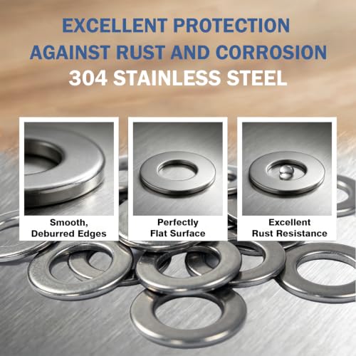 M18 Flat Washer 304 Stainless Steel, 18mm ID 34mm OD 3mm Thick, 20 Pcs