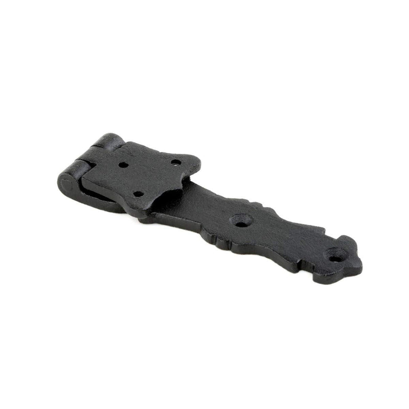 Renovators Supply Manufacturing Black Wrought Iron Shed Door Hinge 5.5 in Antique Fleur De Lis Style Decorative Flush Mount Cast Iron Barn Door Shed Hinge with Hardware Pack of 3