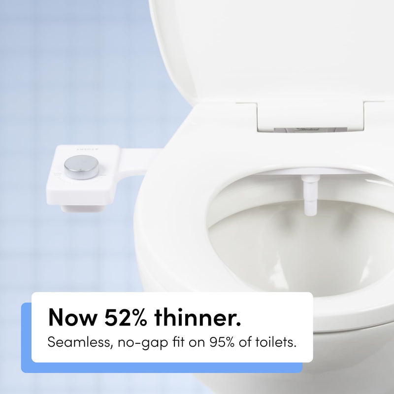 TUSHY Fresh Ultra-Slim Starter Bidet Attachment for Toilet | Non-Electric, Adjustable Water Pressure, Cool Water Rear Wash, Self-Cleaning | Fits Elongated & Round Toilets, Easy 10 Min Install, Silver Silver Knob Single Nozzle