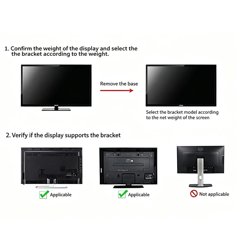 TV Wall Mount, Monitor Mount for 14-24 Inch Screens, Universal VESA 75x75 & 100x100mm, Max Load 26lbs, Low Profile RV TV Bracket for Camper and Home, Easy Install, Black
